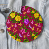 Geel, roze en Paars Roos Ronde Button 6,0 Cm (In situ)