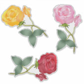 Geel, roze en rode rozen sticker (Voorkant)