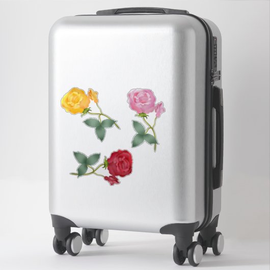 Geel, roze en rode rozen sticker (Koffer)