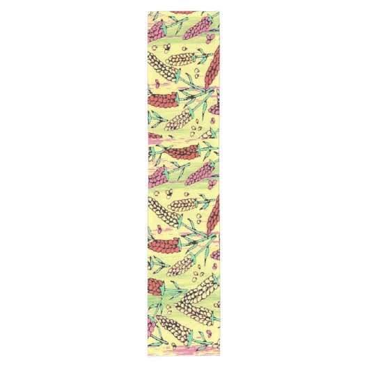 geel, roze en rood patroon korte tafelloper (Voorkant)
