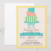 Geel, roze en turquoise taart pensioen partij kaart (Voorkant / Achterkant)