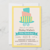 Geel, roze en turquoise volwassen verjaardagsfeest kaart (Voorkant)