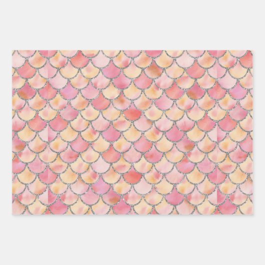 Geel, Roze en Zilverzeemeerminnen Inpakpapier Vel (Voorkant 3)