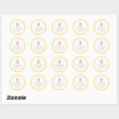 Geel & Roze Fantasie Cake Bakkerij Sticker Label (Vel)