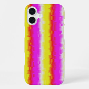 Geel Roze Gebroken Glas Regenboog Strepen iPhone 16 Plus Hoesje