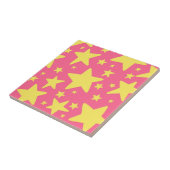 Geel roze geometrisch sterrenpatroon tegeltje (Zijkant)