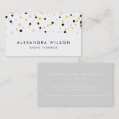 Geel, roze, grijs en zwart Confetti moderne Stippe Visitekaartje (Voorkant / Achterkant)