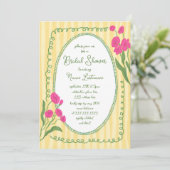 Geel roze grillige hand beschilderd Vrijgezellenfe Kaart (Staand voorkant)