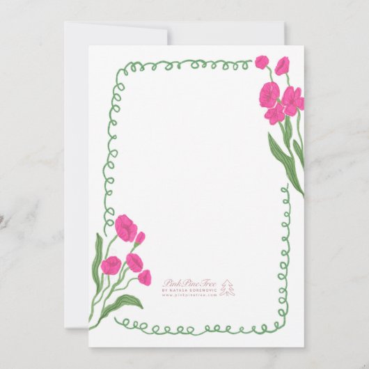 Geel roze grillige hand beschilderd Vrijgezellenfe Kaart (Achterkant)