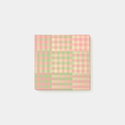 Geel Roze Groen Geruit Patchwork Patroon Post-it® Notes (Voorkant)