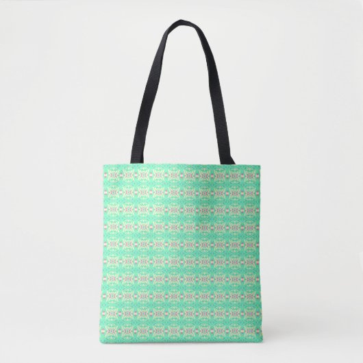 Geel roze groene kunst Deco Geometric Damespasta Tote Bag (Voorkant)