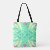Geel roze groene kunst Deco Geometric Damespasta Tote Bag (Achterkant)
