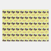 Geel roze hartritmepatroon Fotomonogrambericht Inpakpapier Vel (Voorkant 3)