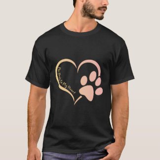 Geel roze hondenpootje print Prints op mijn hartho T-shirt