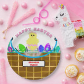 Geel Roze Kuiken Paaseieren Papieren Bordje (Feest)