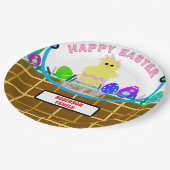 Geel Roze Kuiken Paaseieren Papieren Bordje (Gekanteld)