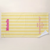 Geel + Roze Kuststreep Bachelorette Matching Strandlaken (Voorkant)