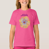 Geel Roze Lila Hibiscus Hawaiian Aloha T-shirt (Voorkant)