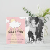 Geel Roze Little Sunshine 1e verjaardag Kaart (Staand voorkant)