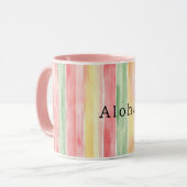 Geel Roze Mint Strepen Aloha Mok (Voorkant links)