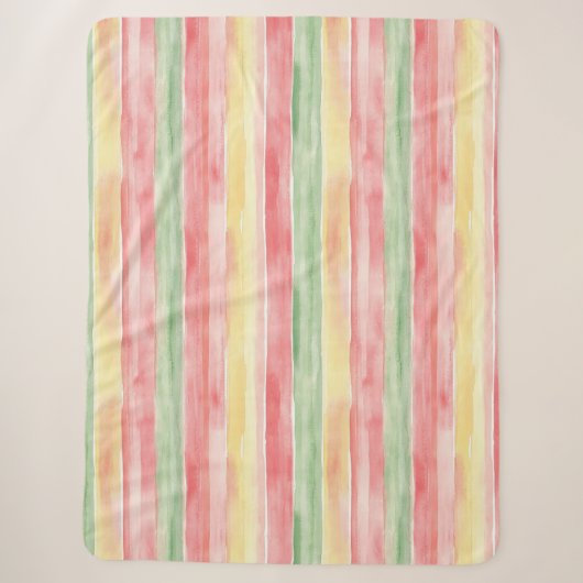 Geel Roze Mint Strepen Aloha Sherpa Deken (Voorkant)
