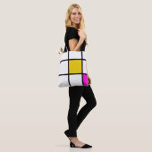 Geel Roze Mondriaan Stijl Tote Bag (Op model)
