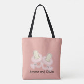 Geel roze oma tante Zuster van Twins Tote Bag (Achterkant)