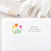 Geel, roze, Oranje Waterverf Tulp Stems Etiket (Insitu)