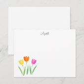 Geel, roze, Oranje Waterverf Tulp Stems Note Notitiekaartje (Voorkant / Achterkant)