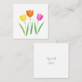 Geel, roze, Oranje Waterverf Tulp Stems Notitiekaartje (Voorkant / Achterkant)