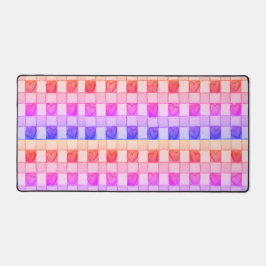 Geel roze paarse Hart gingham Desk Mat