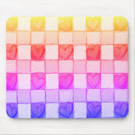 Geel Roze Paarse Hart Regenboog Muismat