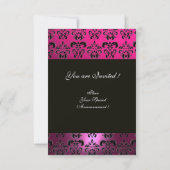 GEEL ROZE PURPER ZWART DAMAST MONOGRAM fuchsia Kaart (Achterkant)