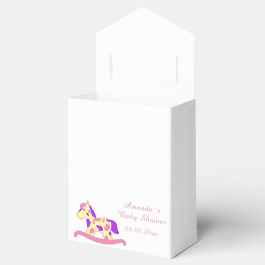 Geel, Roze Rocking Horse Baby shower Party Bedankdoosjes (Geopend)