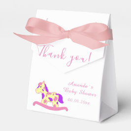 Geel, Roze Rocking Horse Baby shower Party Bedankdoosjes