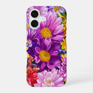 Geel Roze Rood Blauw Groen Tuin Bloemen Patroon iPhone 16 Hoesje