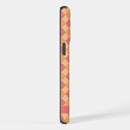  geel roze rood Sinaasappel Argyle Pattern iPhone Hoesje (Rechterkant)