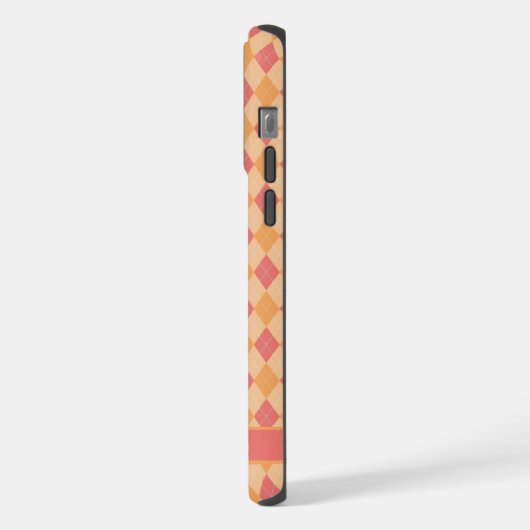 geel roze rood Sinaasappel Argyle Pattern iPhone Hoesje (Linkerkant)
