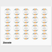 Geel & Roze Rozen Bloemen Bruiloft Boeket Ronde Sticker (Vel)