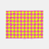 Geel Roze Schachbrett Motief Fleece Deken (Voorkant (Horizontaal))