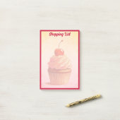 Geel Roze Schattigee  stijl Cherry Cupcake Post-it® Notes (Op bureau)