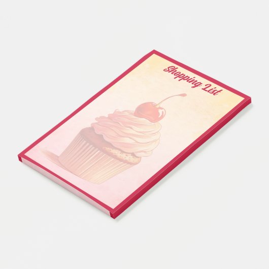 Geel Roze Schattigee  stijl Cherry Cupcake Post-it® Notes (Schuin)
