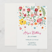 Geel Roze Sinaasappel Bloemen Verjaardag Kaart (Voorkant / Achterkant)