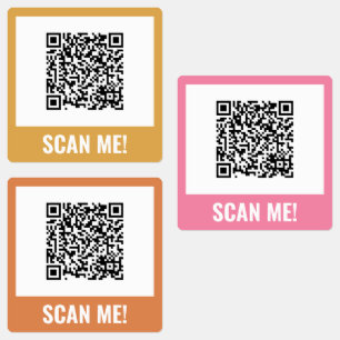 Geel Roze Sinaasappel Scan me! QR-code Labels