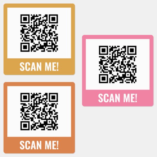 Geel Roze Sinaasappel Scan me! QR-code Labels (Groep)