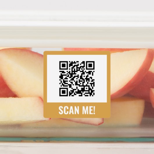 Geel Roze Sinaasappel Scan me! QR-code Labels (Aangebracht)