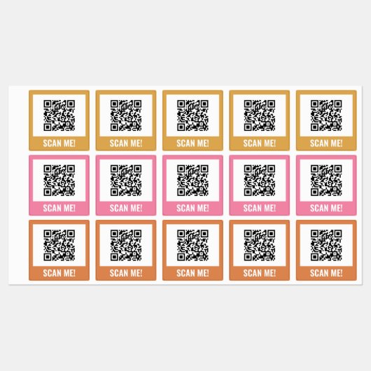 Geel Roze Sinaasappel Scan me! QR-code Labels (Vel)