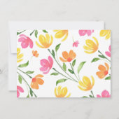 Geel Roze Sinaasappel Waterverf Bloemen Stems Patr Bedankkaart (Achterkant)