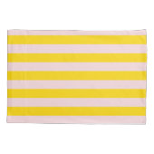 Geel Roze Streep Minimalistisch Modern Beddengoed Kussensloop (Achterkant)