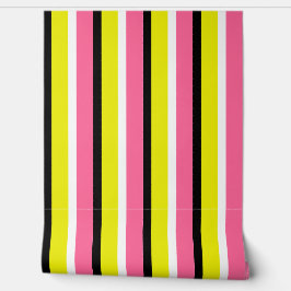Geel roze strepen patroon behang